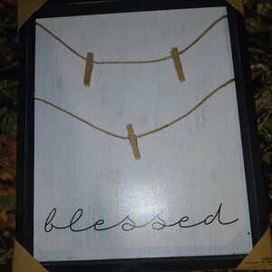Farm style home decor, Photo Frame, Black&Wood, Says Blessed, 15inx18inx0.625in